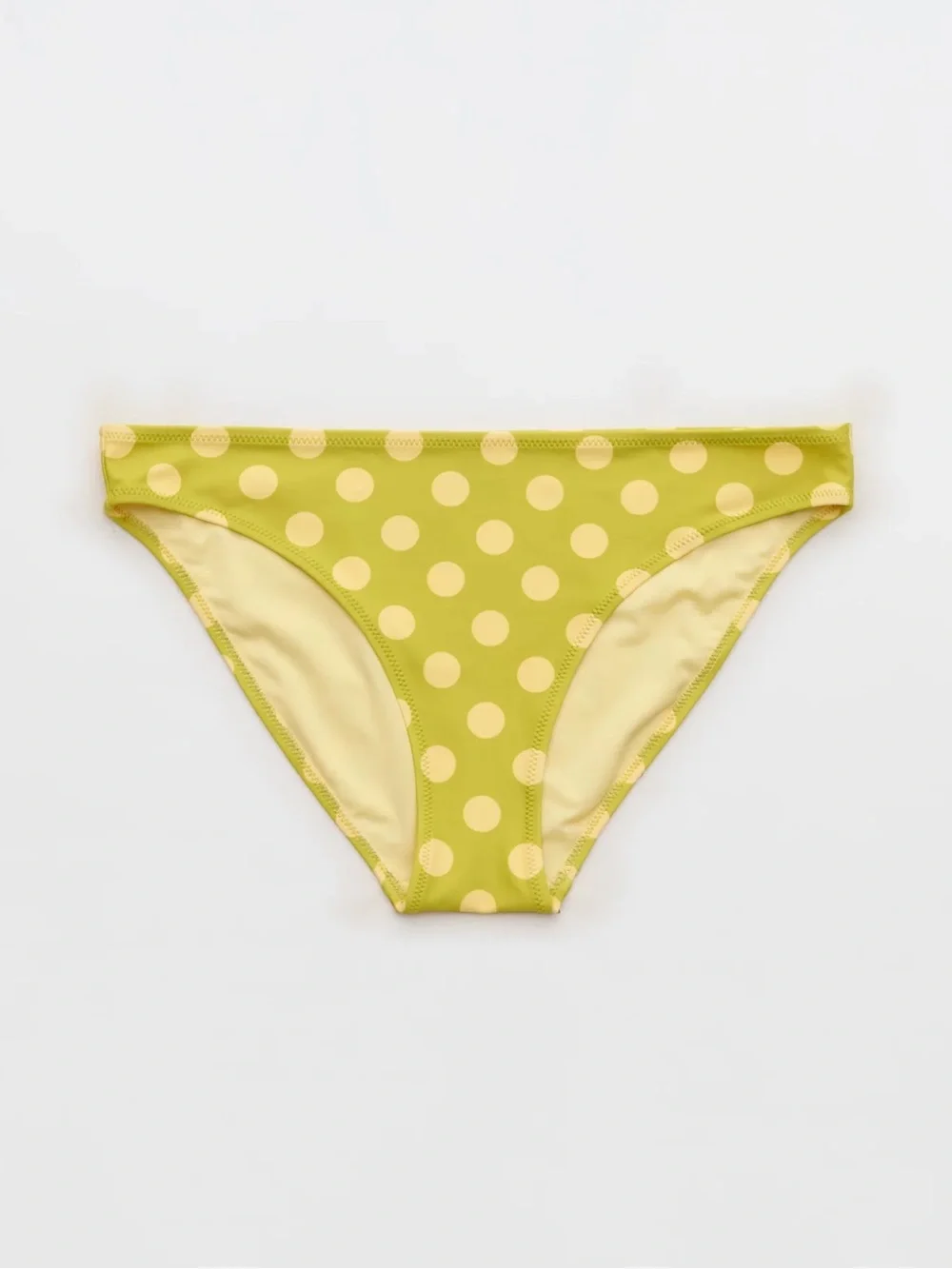 aerie Lime and White Polka Dot Bikini Bottom